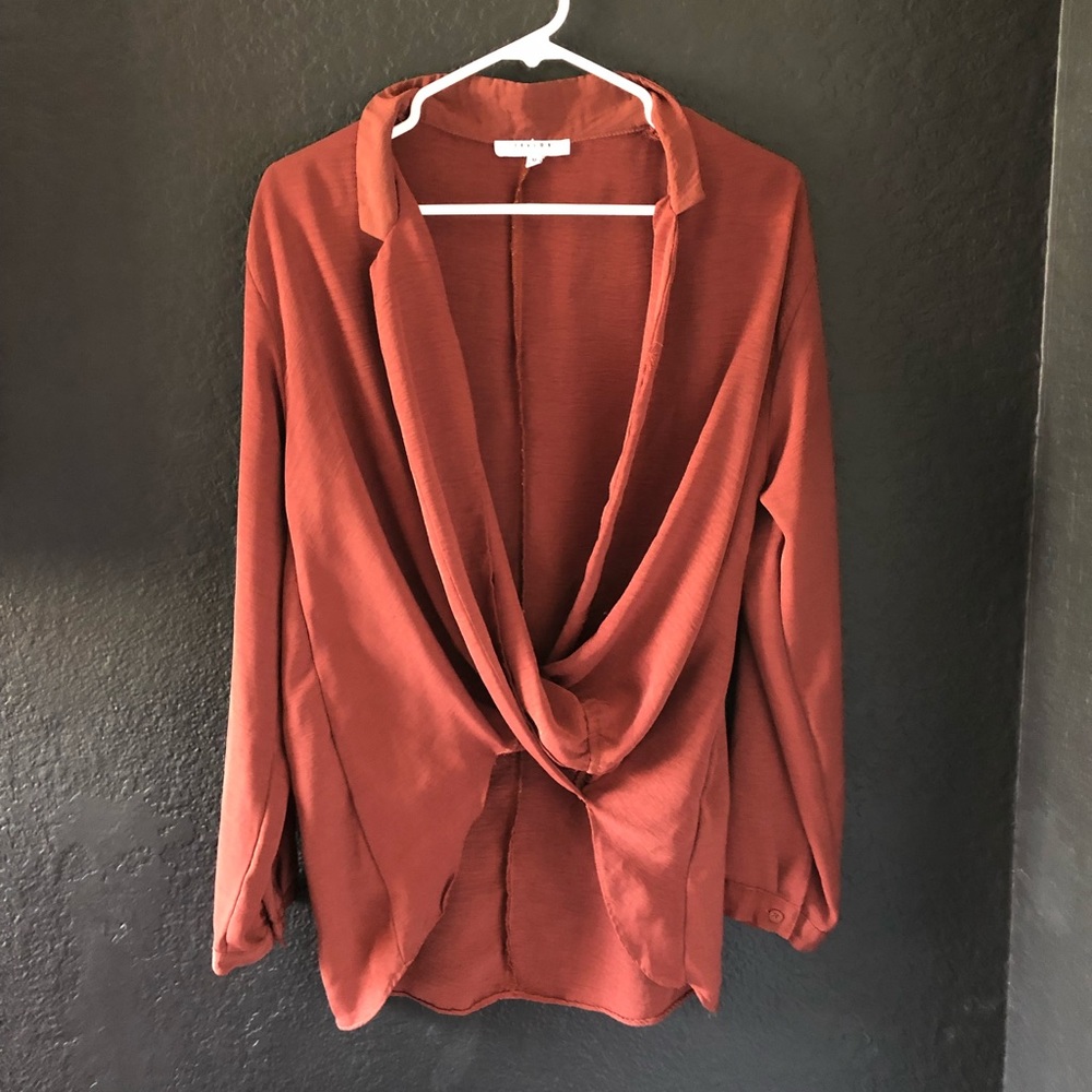Copper/Burnt Orange twist-front blouse